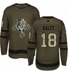 Youth Adidas Florida Panthers 18 Micheal Haley Premier Green Salute to Service NHL Jersey 