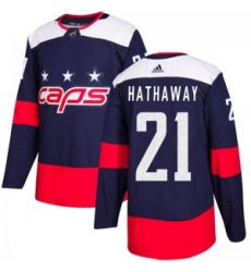 Men Washington Capitals 21 Garnet Hathaway Adidas Authentic 2018 Stadium Series Jersey   Navy Blue