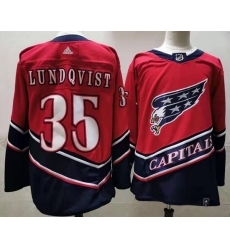 Men Washington Capitals 35 Henrik Lundqvist Red 2020 21 Reverse Retro Adidas Jersey