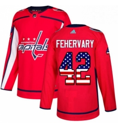 Mens Adidas Washington Capitals 42 Martin Fehervary Authentic Red USA Flag Fashion NHL Jerse