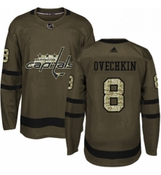 Mens Adidas Washington Capitals 8 Alex Ovechkin Premier Green Salute to Service NHL Jersey 