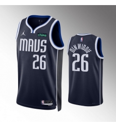 Men Dallas Mavericks 26 Spencer Dinwiddie Navy Statement Edition Stitched Basketball Jersey