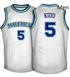 Mens Adidas Dallas Mavericks 5 Jason Kidd Swingman White Throwback NBA Jersey