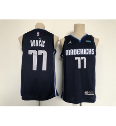 Men's Dallas Mavericks #77 Luka Doncic Authentic Navy Finished Basketball Jersey