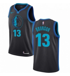 Mens Nike Dallas Mavericks 13 Jalen Brunson Swingman Charcoal NBA Jersey City Edition 