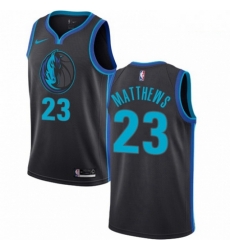 Mens Nike Dallas Mavericks 23 Wesley Matthews Swingman Charcoal NBA Jersey City Edition