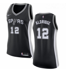 Womens Nike San Antonio Spurs 12 LaMarcus Aldridge Authentic Black Road NBA Jersey Icon Edition