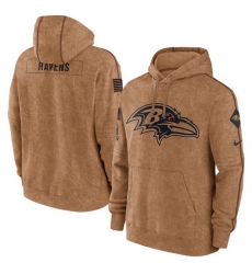 Men Baltimore Ravens 2023 Brown Salute To Service Pullover Hoodie