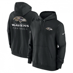 Men Baltimore Ravens Black Sideline Club Fleece Pullover Hoodie