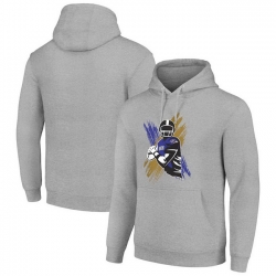 Men Starter Heather Gray Baltimore Ravens Player X Fleece Pullover Hoodie