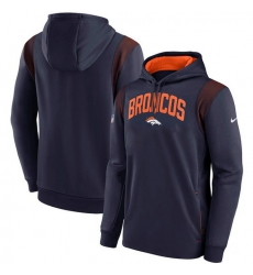 Men Denver Broncos Navy Sideline Stack Performance Pullover Hoodie 002