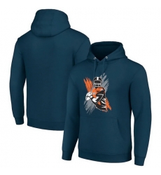 Men Starter Navy Denver Broncos Player X Fleece Pullover Hoodie