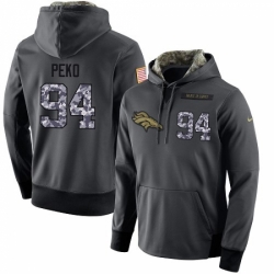 NFL Mens Nike Denver Broncos 94 Domata Peko Stitched Black Anthracite Salute to Service Player Performance Hoodie