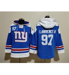 Men New York Giants 97 Dexter Lawrence II Blue Ageless Must Have Lace Up Pullover Hoodie