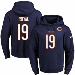 NFL Mens Nike Chicago Bears 19 Eddie Royal Navy Blue Name Number Pullover Hoodie