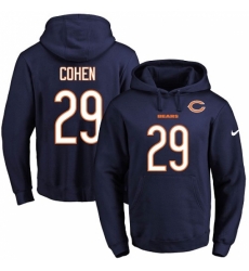 NFL Mens Nike Chicago Bears 29 Tarik Cohen Navy Blue Name Number Pullover Hoodie