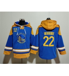 Men Golden State Warriors 22 Andrew Wiggins Blue Yellow Lace Up Pullover Hoodie