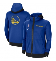 Men Nike Golden State Warriors Royal Authentic Showtime Performance Full Zip Hoodie Jacket