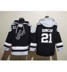 Men San Antonio Spurs 21 Tim Duncan Black Ageless Must Have Lace Up Pullover Hoodie