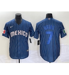 Men Mexico Baseball 7 Julio Urias 2023 Navy World Baseball Classic Stitched Jersey 2