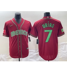 Men Mexico Baseball 7 Julio Urias 2023 Red World Baseball Classic Stitched Jersey