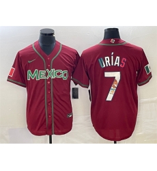 Men Mexico Baseball 7 Julio Urias Red 2023 World Baseball Classic Stitched Jersey 1