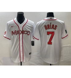 Men Mexico Baseball 7 Julio Urias White 2023 World Baseball Classic Stitched Jersey 22