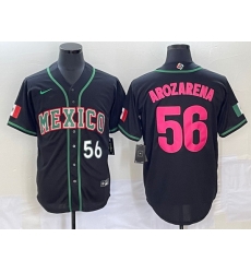 Men's Mexico Baseball #56 Randy Arozarena Number 2023 Black Pink World Classic Stitched Jersey