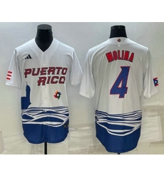 Men's Puerto Rico Baseball #4 Carlos Correa 2023 White World Baseball Classic Stitched Jersey