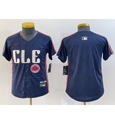 Youth Cleveland Guardians Team Big Logo Navy 2024 City Connect Stitched Baseball JerseyS 2