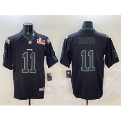 Men Philadelphia Eagles 11 A J  Brown Lights Out Black 2025 Super Bowl LIX Patch Color Rush Vapor Untouchable Limited Stitched Football Jersey