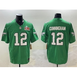 Men Philadelphia Eagles 12 Randall Cunningham Green 2025 Super Bowl LIX Patch F U S E  Throwback Vapor Untouchable Limited Stitched Football Jersey