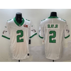 Men Philadelphia Eagles 2 Darius Slay Jr  White 2025 Super Bowl LIX Patch F U S E  Vapor Untouchable Limited Stitched Football Jersey