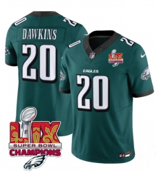 Men Philadelphia Eagles 20 Brian Dawkins Green 2025 Eagles Logo Super Bowl LIX Patch New F U S E  Vapor Limited Stitched Football Jersey