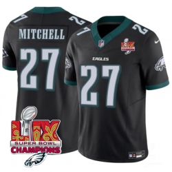 Men Philadelphia Eagles 27 Quinyon Mitchell Black 2025 Eagles Logo Super Bowl LIX Patch New F U S E  Vapor Untouchable Limited Stitched Football Jersey