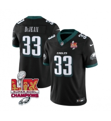 Men Philadelphia Eagles 33 Cooper DeJean Black 2025 Eagles Logo Super Bowl LIX Patch New F U S E  Vapor Untouchable Limited Stitched Football Jersey