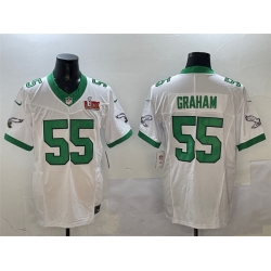 Men Philadelphia Eagles 55 Brandon Graham White 2025 Super Bowl LIX Patch F U S E  Vapor Untouchable Limited Stitched Football Jersey