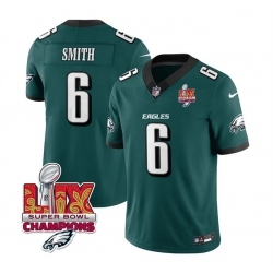 Men Philadelphia Eagles 6 DeVonta Smith Green 2025 Eagles Logo Super Bowl LIX Patch New F U S E  Vapor Limited Stitched Football Jersey