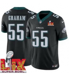 Men Philadelphia Eagles Brandon Graham #55 Black 2024 2025 Super Bowl LIX F U S E Stitched NFL Jersey