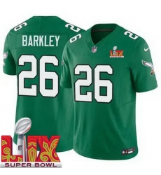 Men Philadelphia Eagles Saquon Barkley #26 Kelly Green 2024 2025 Super Bowl LIX F U S E Stitched NFL Jersey