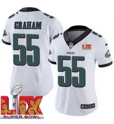 Women Philadelphia Eagles Brandon Graham #55 White 2024 2025 Super Bowl LIX F U S E Stitched NFL Jersey