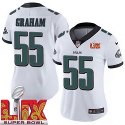 Women Philadelphia Eagles Brandon Graham #55 White 2024 2025 Super Bowl LIX F U S E Stitched NFL Jersey