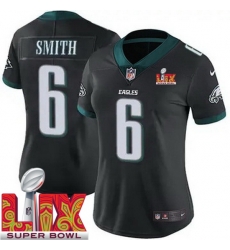 Women Philadelphia Eagles DeVonta Smith #6 Black 2024 2025 Super Bowl LIX F U S E Stitched NFL Jersey