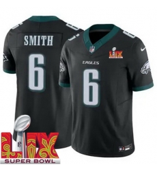 Youth Philadelphia Eagles DeVonta Smith #6 Black 2024 2025 Super Bowl LIX F U S E Stitched NFL Jersey