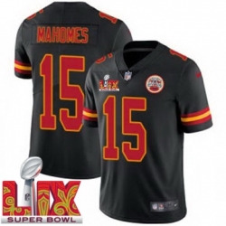 Men Kansas City Chiefs Patrick Mahomes #15 Black 2024 2025 Super Bowl LIX F U S E Stitched Jersey