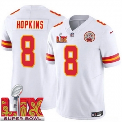 Youth Kansas City Chiefs DeAndre Hopkins #8 White 2024 2025 Super Bowl LIX F U S E Stitched Jersey