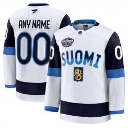 Men Finland Active Player Custom White 2025 4 Nations Face Off Premium Stitched Jersey