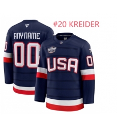 Men USA 20 Chris Kreider Navy 2025 4 Nations Face Off Stitched Jersey