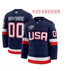 Men USA 20 Chris Kreider Navy 2025 4 Nations Face Off Stitched Jersey