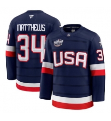 Men USA 34 Auston Matthews Navy 2025 4 Nations Face Off Stitched Jersey